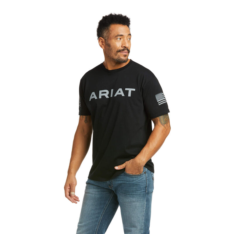 Camisetas Ariat Branded Patriot Negras Hombre - Chile 534-BNRIXV